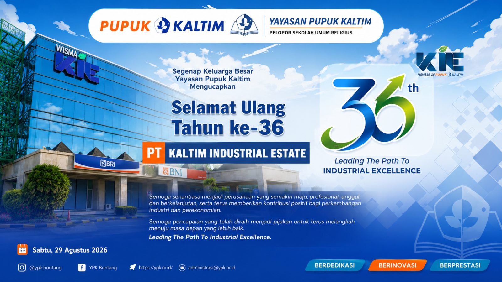 Yayasan Pupuk Kaltim Mengucapkan Selamat HUT ke-36 PT Kaltim Industrial Estate